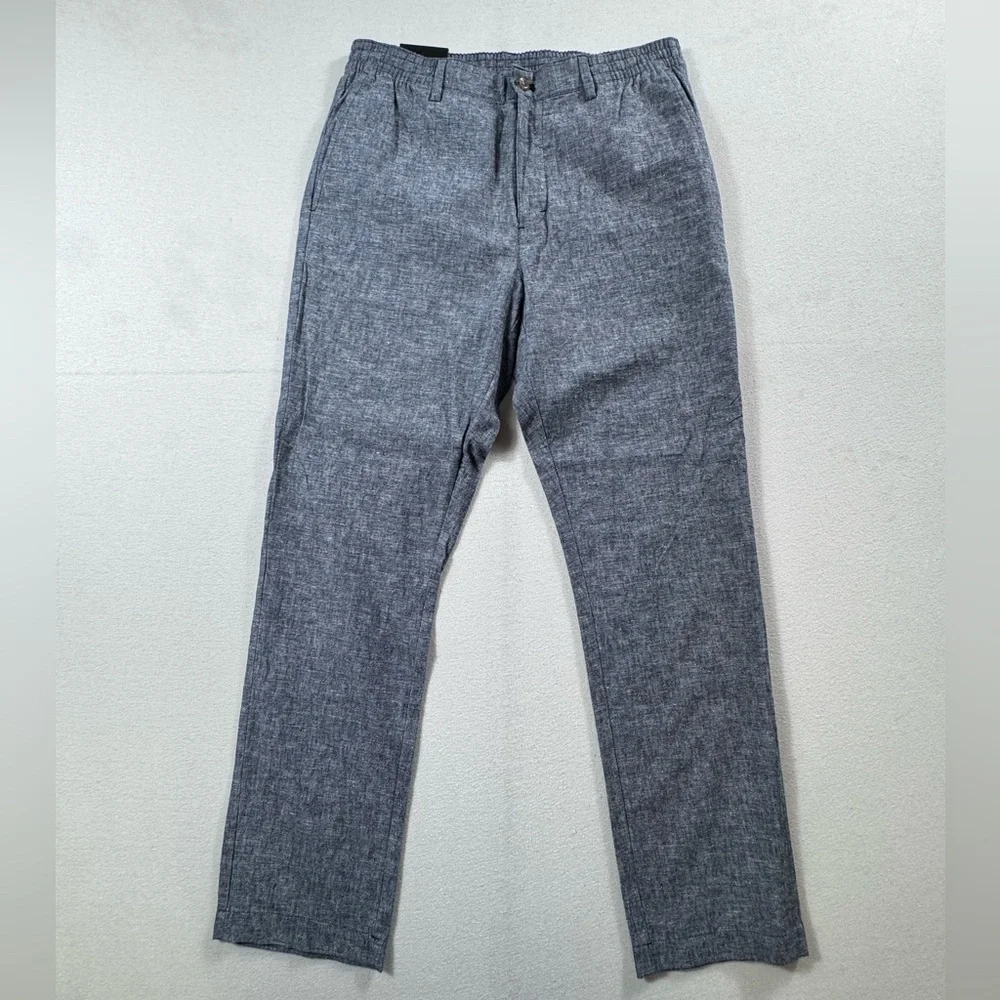 Banana Republic Grayson Linen-Blend Slim Tapered Pants Blue 32x32 NWT